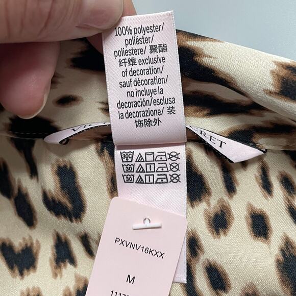 NWT Victoria’s Secret Satin Short Leopard Print Pajama Set Women's Size M - Picture 10 of 11